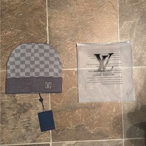 Louis Vuitton light grey  and Gray Patterned Beanie